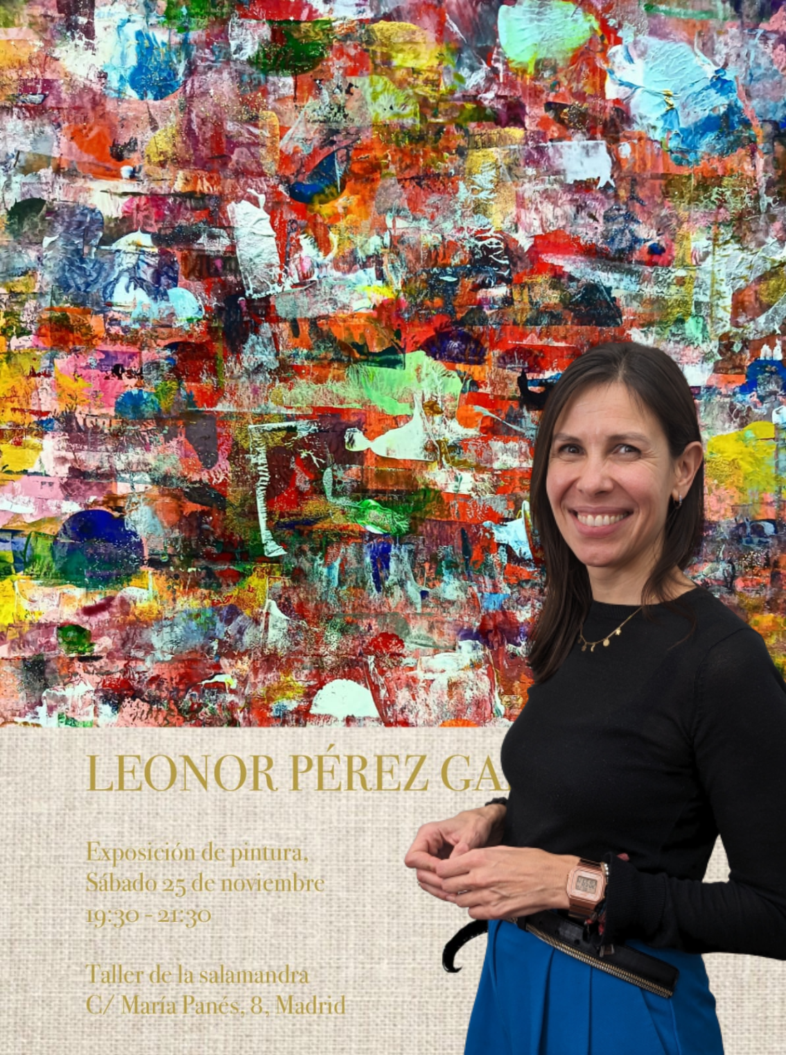 Cartel exposición de pintura de Leonor Pérez en El Taller de La Salamandra